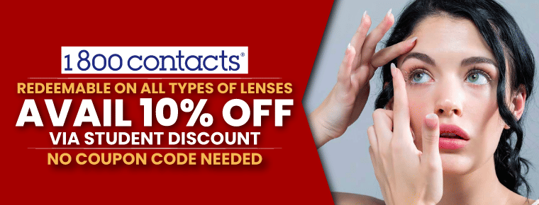 Avail 10% Off With 1800 Contacts Student Discount