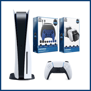 Sony Playstation 5 Disc Version Console with Dual Charging Dock Station and Pro Gamer Starter Pack Bundle