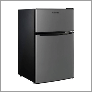 Galanz 3.1 Cu ft Two Door Mini Fridge with Freezer, Stainless, Estar