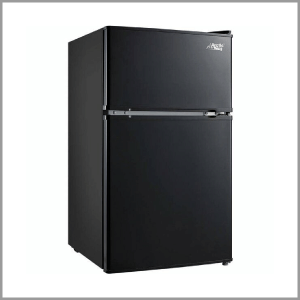 Arctic King 3.2 Cu Feet Two Door Mini Fridge with Freezer, Black, E-star
