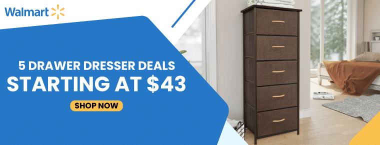 5 drawer dresser deals starting at $43
