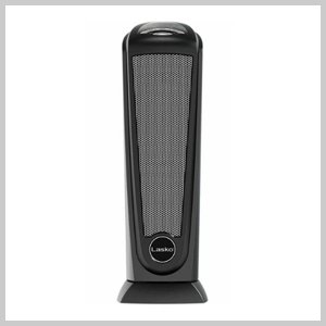 Lasko 1500W Oscillating Ceramic Tower Electric Space Heater with Remote, CT22410, Black