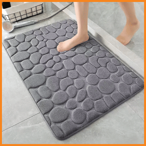 1pc Soft and Comfortable Memory Foam Bath Rug with Cobblestone Embossment