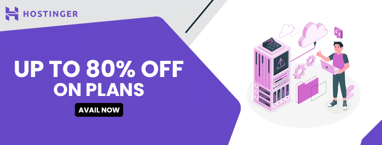 Up to 80% off on hostinger plans
