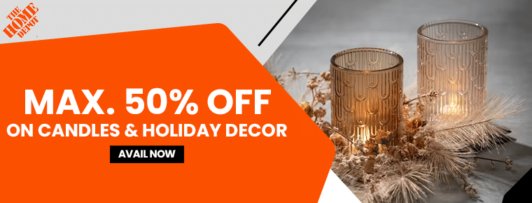 Maximum 50% off on candles and holiday decor
