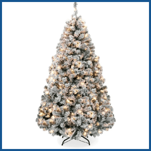 Pre-Lit Holiday Christmas Pine Tree w/ Snow Flocked Branches(6 ft)