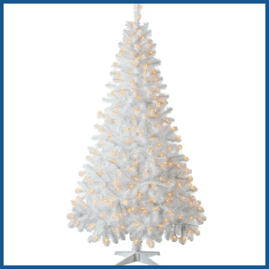 Pre-Lit Madison Pine White Artificial Christmas Tree, Clear Incandescent Lights(6.5 ft)