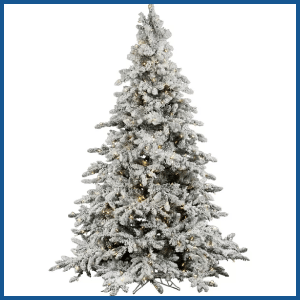 Flocked Utica Fir Artificial Christmas Tree, Warm White LED Lights - Snow Covered Faux Tree