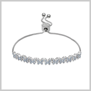 Brilliance Violet Crystal Butterflies Adjustable Bracelet