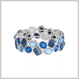 Napier Silver Tone Simulated Blue Stone Cluster Stretch Bracelet