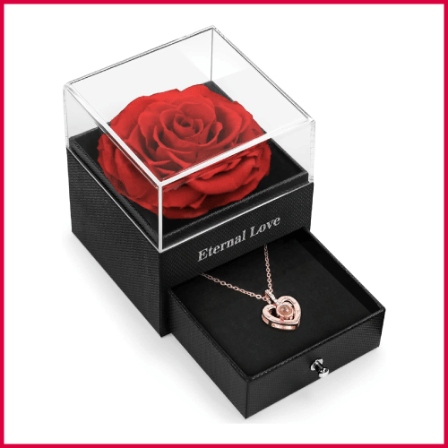 Hegud Real Rose & I Love You Necklace