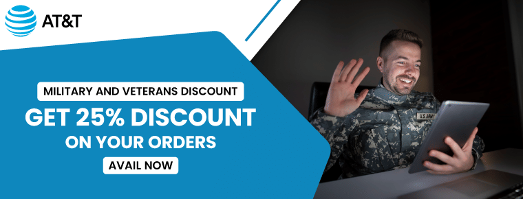 Get 25% discount on your orders with AT&T Military and veterans discount