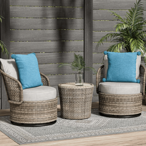 Origin 21 Westerly 3-Piece Wicker Patio Conversation Set with Gray Cushions