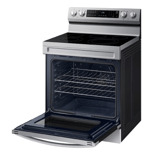 Samsung 30-in Glass Top 5 Burners 6.3-cu ft Self-Cleaning Air Fry Freestanding Smart Electric Range (Fingerprint Resistant Stainless Steel)