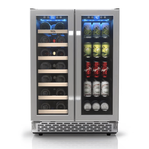 TCL 23.4-in W Stainless Steel Dual Zone Cooling Built-In /freestanding Indoor Wine Cooler