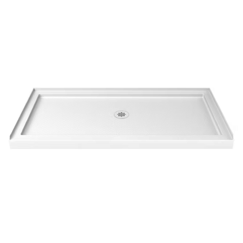 DreamLine SlimLine 36-in W x 60-in L with Center Drain Single Threshold Rectangle Shower Base (White)