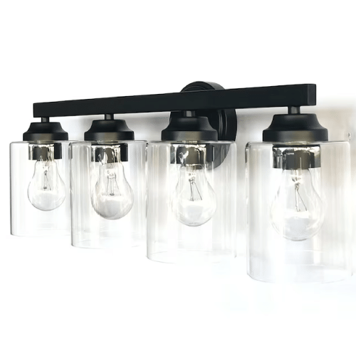 Allen + Roth Emeryson 24.5-in 4-Light Matte Black Transitional Vanity Light