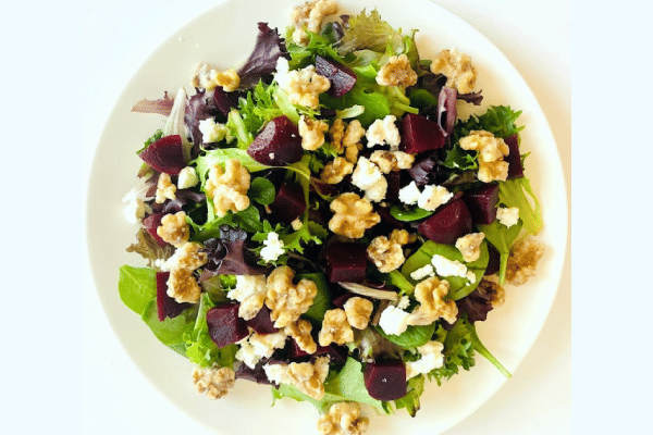Beet and Goat Cheese Salad with Candied Walnuts