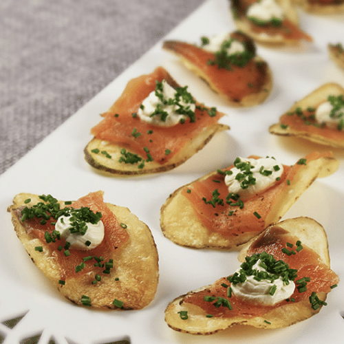 Smoked Salmon-Potato Chips Canapes