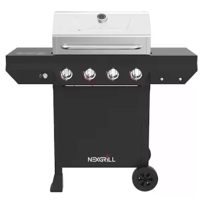 Nexgrill 4-Burner Propane Gas Grill in Black with Stainless Steel Main Lid
