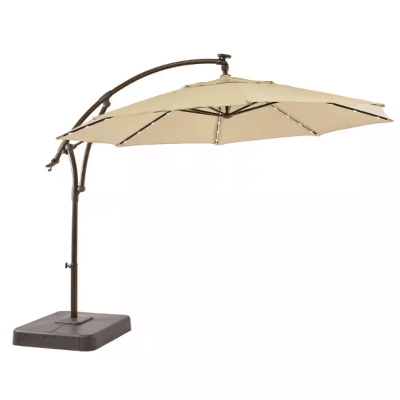 Hampton Bay 11 ft. Cantilever Aluminum and Steel Solar LED Offset Outdoor Patio Umbrella