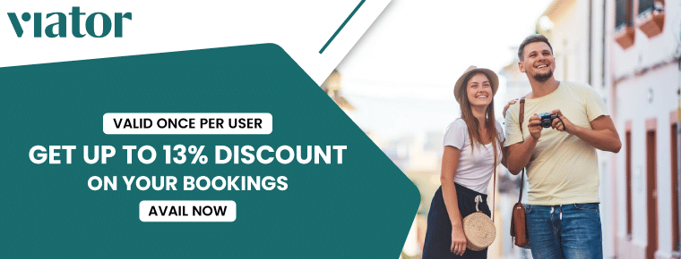 Enjoy discounts of up to 13% on bookings with the Viator discount coupon.