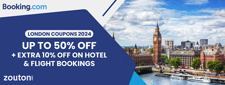 Booking.com London Coupons 2024 | Save Up To 50% + Extra 10% Off On Hotel & Flight Bookings