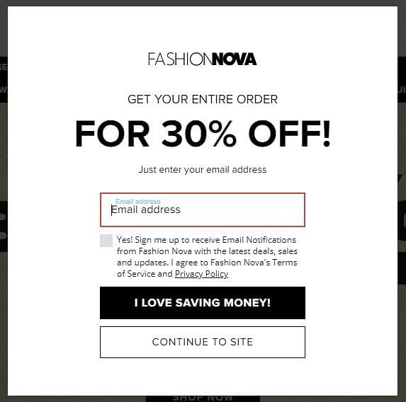 fashion nova coupon codes that work