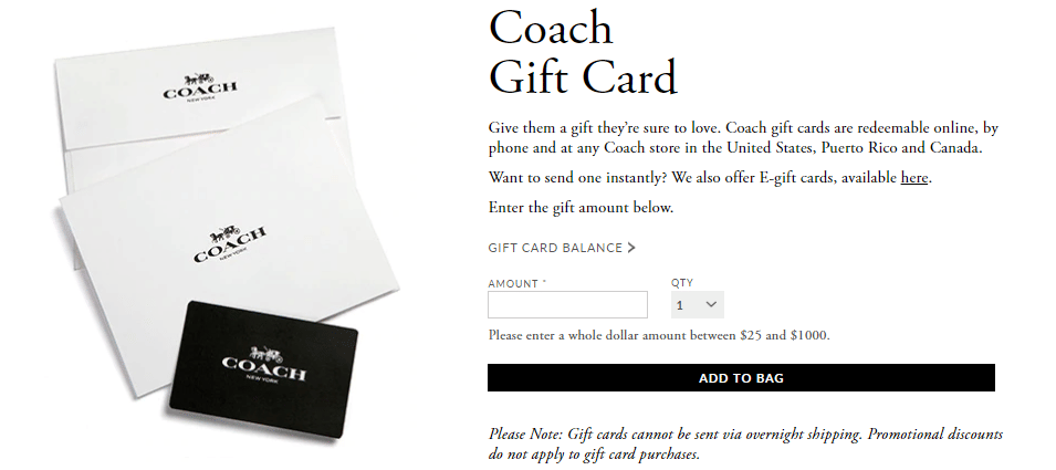 Coach Gift Cards
