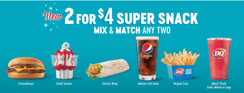 Get 2 mix and match snacks just for $4