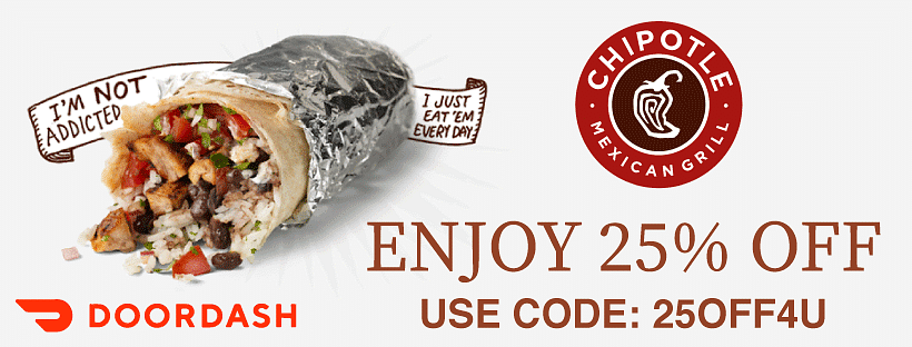 Doordash Promo Codes For Chipotle Get 25 Off Doordash Promo Codes Coupons Zouton