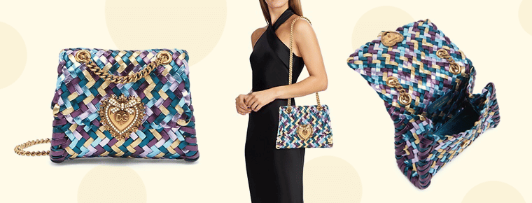 Dolce&Gabbana Devotion Colorblock Woven Leather Shoulder Bag, $2795