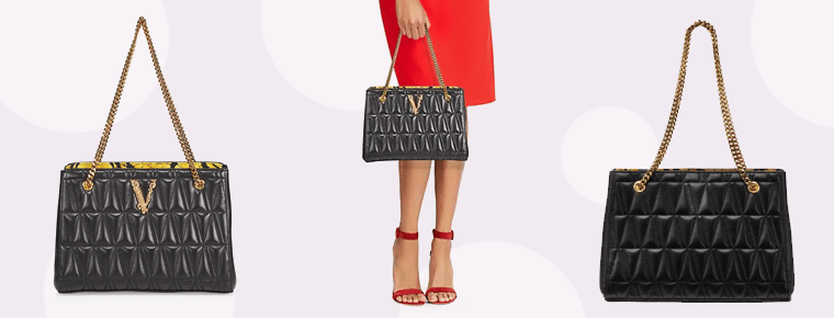 Versace Virtus V Quilted Leather Shoulder Bag, $2150