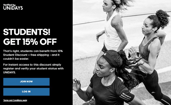adidas student discount not working