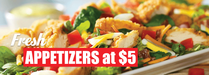 Munch on appetizers for $5 only