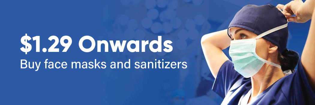 Face Masks and Sanitizers At $1.29 Onward