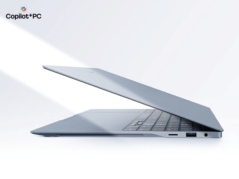 Samsung Galaxy Book6 Edge laptop partly open
