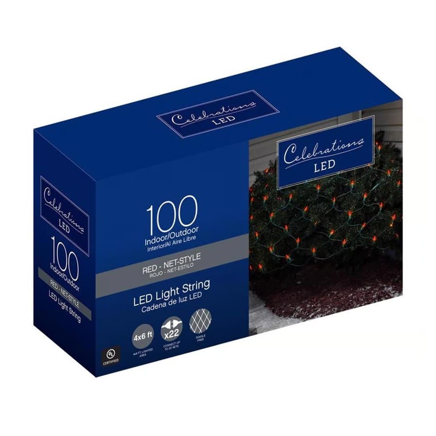 Celebrations Blue LED Mini Red 100 ct Net Christmas Lights 24 ft. Ace Hardware sale