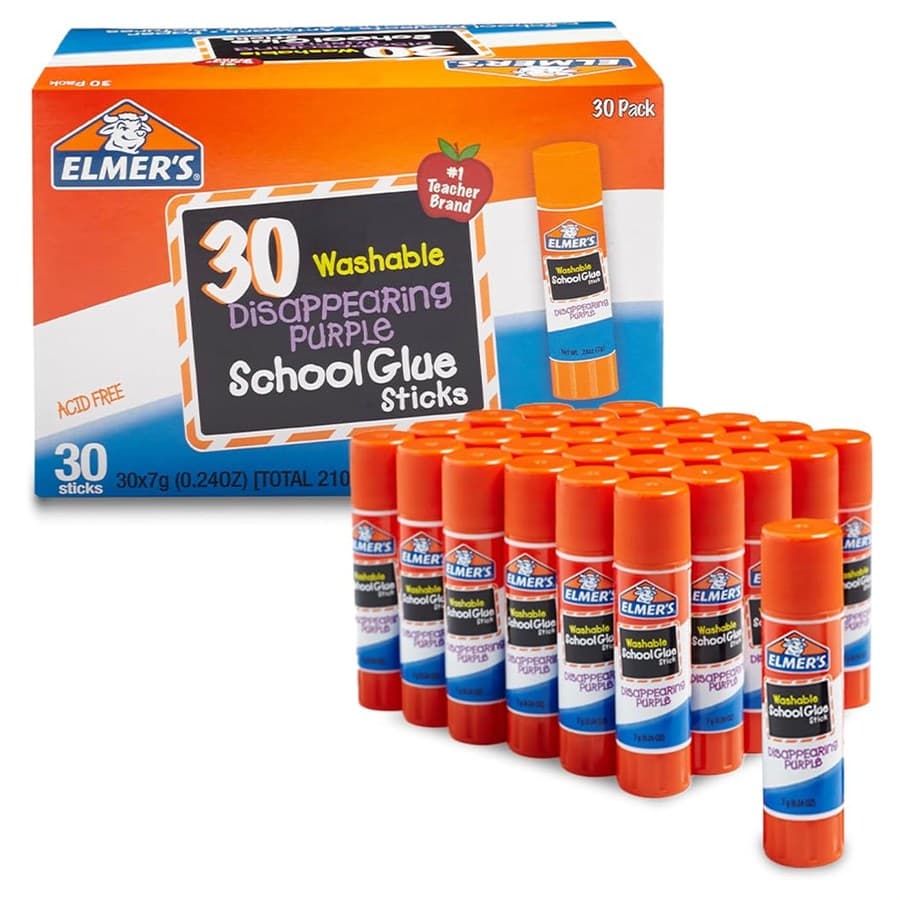 Elmer's Disappearing Purple School Glue Sticks, Washable, 7 Grams, 30 Count - Posters, Back to School, Bulk Pack for Class... Amazon sale