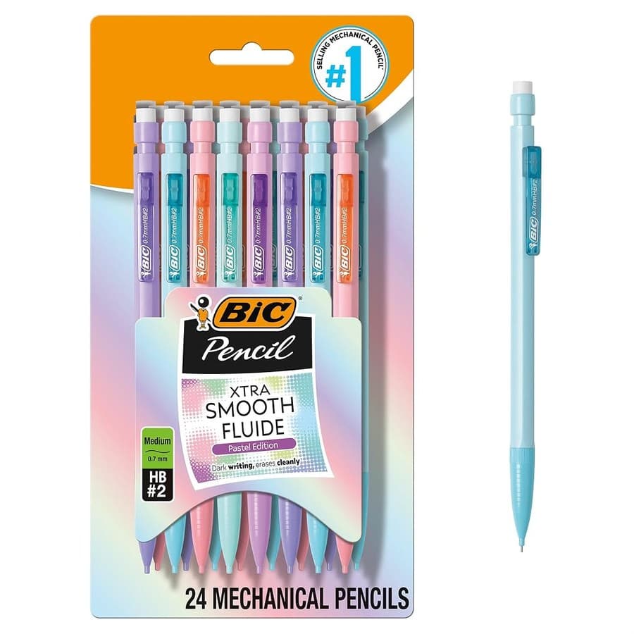 BIC Xtra-Smooth Pastel Mechanical Pencils, Medium Point, 0.7mm, 24-Count | Bulk Pack for School or Office Use | Smooth Wri... Amazon sale