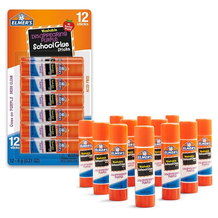 Elmer's Disappearing Purple School Glue Sticks, Washable, 6 Grams, 12 Count - Arts & Crafts, Poster, Projects, Back to Sch... Amazon sale