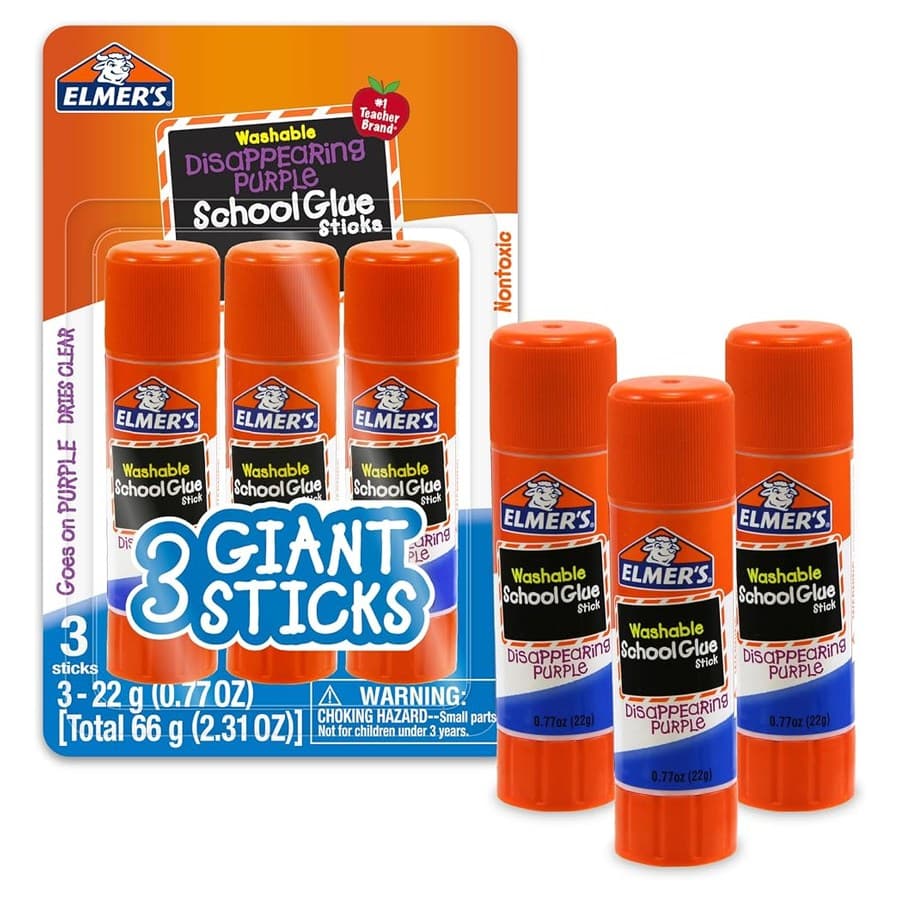 Elmer's Disappearing Purple School Glue Sticks, Washable, 22 Grams, 3 Count - Poster, Vision Board, Back to School Supplie... Amazon sale