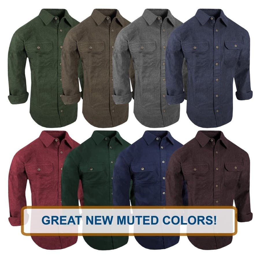 Chamois Shirt Mens Flannel Thick Cotton Rugged Work Button Pen Pocket True Fit eBay sale