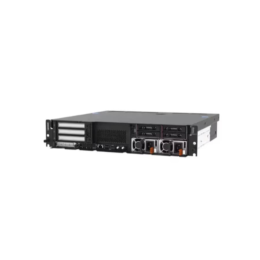Rear view of a Lenovo ThinkSystem server with PCIe slots, I/O ports, and dual power supplies. Lenovo sale