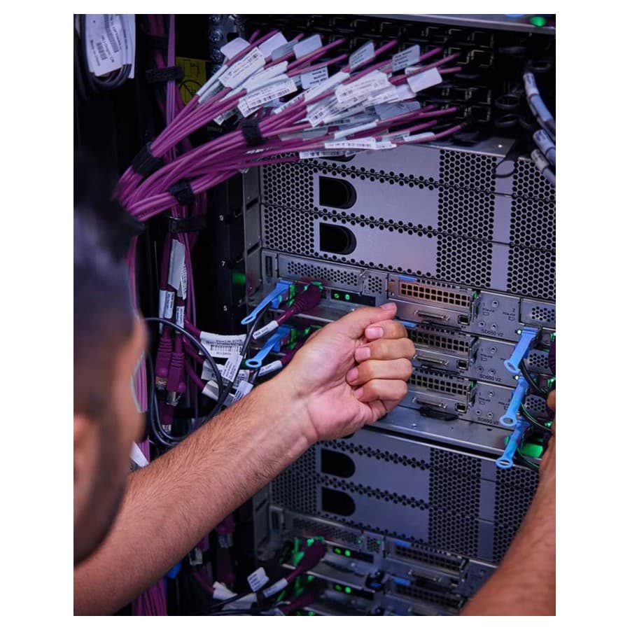 Man performing maintenance on server. Lenovo sale