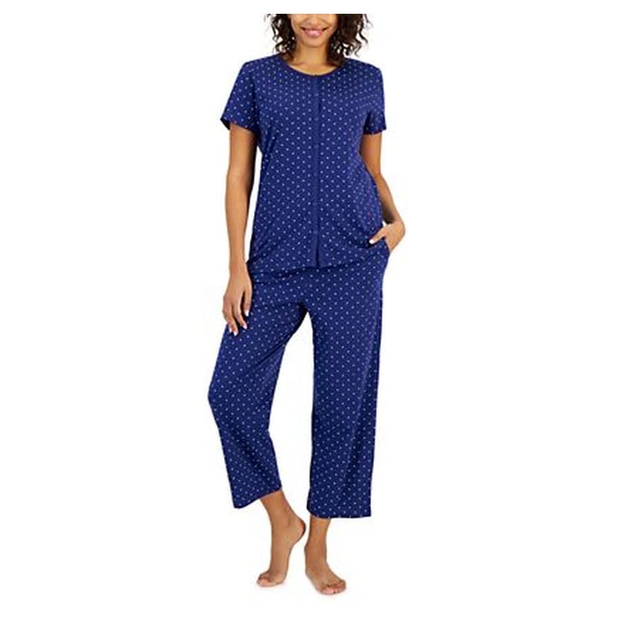 Women's 2-Piece Cotton Printed Cropped Pajama set, Created for Macy's Macy's sale