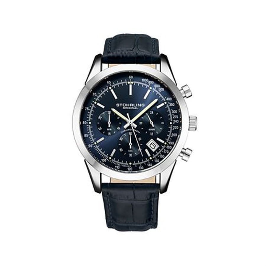 Rialto 3975L Men s Chronograph Watch – Quartz Movement, 44mm Stainless Steel Case, Leather Strap Macy's sale