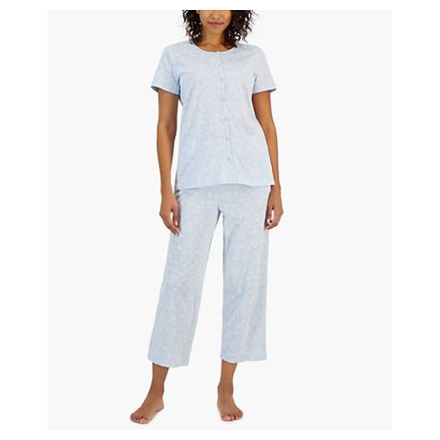 Women's 2-Piece Cotton Printed Cropped Pajama set, Created for Macy's Macy's sale