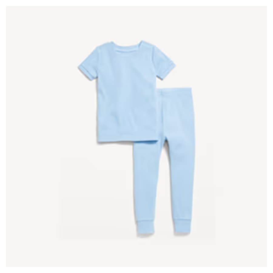 Image of a toddler boys blue pajama set. Old Navy sale