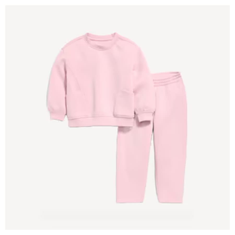 Image of a toddler girls pink sweat fit. Old Navy sale